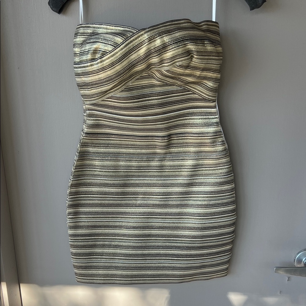 WOW Couture Gold and Black Strapless Dress